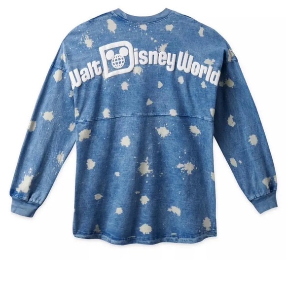 Walt Disney World Spirit Jersey Denim Bleach 2023 NEW XL Blue White Long Sleeve